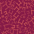 Brown line Carpet with barriers icon isolated seamless pattern on red background. VIP event, luxury celebration