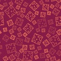 Brown line Cheese icon isolated seamless pattern on red background. Vector