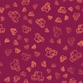 Brown line Collimator sight icon isolated seamless pattern on red background. Sniper scope crosshairs. Vector
