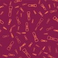 Brown line Flashlight icon isolated seamless pattern on red background. Vector Royalty Free Stock Photo
