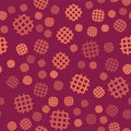 Brown line Grid graph paper icon isolated seamless pattern on red background. Vector Royalty Free Stock Photo