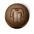 Brown line Laboratory uniform icon isolated on white background. Gown for pharmaceutical research workers. Medical