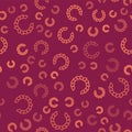 Brown line Laurel wreath icon isolated seamless pattern on red background. Triumph symbol. Vector Royalty Free Stock Photo