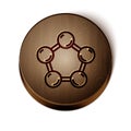 Brown line Molecule icon isolated on white background. Structure of molecules in chemistry, science teachers innovative Royalty Free Stock Photo