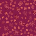 Brown line Rap music icon isolated seamless pattern on red background. Vector Royalty Free Stock Photo