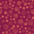 Brown line Software, web development, programming concept icon isolated seamless pattern on red background. Programming language Royalty Free Stock Photo