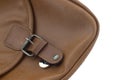 Brown magnetic clasp leather bag. Royalty Free Stock Photo