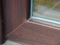 Brown mahagony color imitation PVC front door with insulated glass