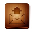 Brown Mail and e-mail icon isolated on white background. Envelope symbol e-mail. Email message sign. Wooden square