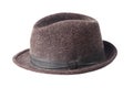 Brown male felt hat isolated on white Royalty Free Stock Photo