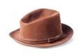 Brown male felt hat isolated on white