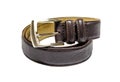 Brown male leather fashion belt closeup Royalty Free Stock Photo