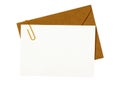 Brown manila envelope with blank invite card Royalty Free Stock Photo