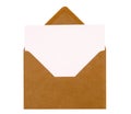 Brown manila envelope, blank letter or invitation card, copy space, isolated, front view Royalty Free Stock Photo