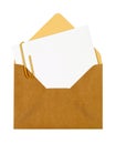 Brown manila envelope with blank message card Royalty Free Stock Photo