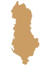 Brown Map of European Country of Albania