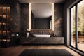 Brown marble wall bathroom, Design modern luxury style Royalty Free Stock Photo