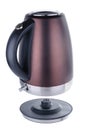 Brown matt painted stainless steel kettle on white background