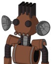 Brown Mech With Rounded Head And Pipes Mouth And Two Eyes And Pipe Hair