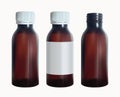 Brown medical bottle with a lable. Vial glass template. Isolated vector. Royalty Free Stock Photo