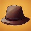 Brown male retro hat. Men's headdress accessory. Flat illustration. AI-generated