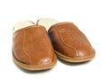 Brown mens house slippers Royalty Free Stock Photo