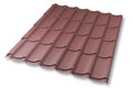 Brown metal roof tiles on white background Royalty Free Stock Photo