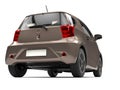 Brown metallic small urban compact car - rear low angle view Royalty Free Stock Photo