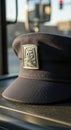 Brown military style cap with insignia Royalty Free Stock Photo
