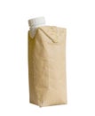 Brown milk carton is crumple on white Royalty Free Stock Photo