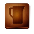 Brown Milk jug or pitcher icon isolated on white background. Wooden square button. Vector