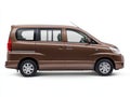 Brown Minivan on White Background Side Profile View Royalty Free Stock Photo