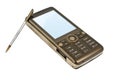 Brown Mobile Phone with Stylus Royalty Free Stock Photo