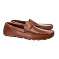 Brown moccasins on a white background Royalty Free Stock Photo