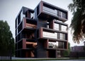 Brown modern contemporary design building with tree real estate