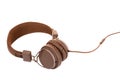Brown modern headphone Royalty Free Stock Photo