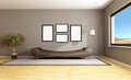 Brown modern livingroom Royalty Free Stock Photo