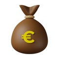 Brown Money Bag Euro 3D Illustration Royalty Free Stock Photo