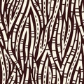 Brown Monochrome Tribal Abstract Hand Drawn Wavy Vector Seamless Pattern. Zebra Animal Skin. Trendy Fashion Print