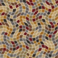 Brown mosaic with small square tiles. Seamless wavy pattern. Vector illustration. Royalty Free Stock Photo