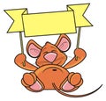 Brown mouse lies and keeps empty transporant Royalty Free Stock Photo