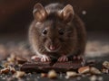 A brown mouse is sitting on top of some chocolate. Generative AI