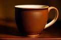 A brown mug. Coffees Embrace. A Toasty Brown Mug. Generative AI