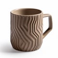 Brown Mug With Wavy Pattern - Zbrush Style Plastic Mug Royalty Free Stock Photo