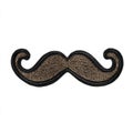 Brown Mustache Patch, Isolated on White Background, Fashion Accessory Patch, Embroidery Royalty Free Stock Photo