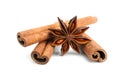 Cinnamon and anise star isolated on white background. Royalty Free Stock Photo