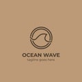 Brown nature ocean wave tide logo icon symbol line outline monoline style badge emblem environtment