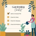 Brown and Navy Gradening Checklist Illustrated Instagram Post