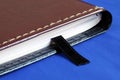 Brown notebook with a black bookmark Royalty Free Stock Photo