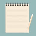 Brown notebook with dotted lines can shred and pencil Royalty Free Stock Photo